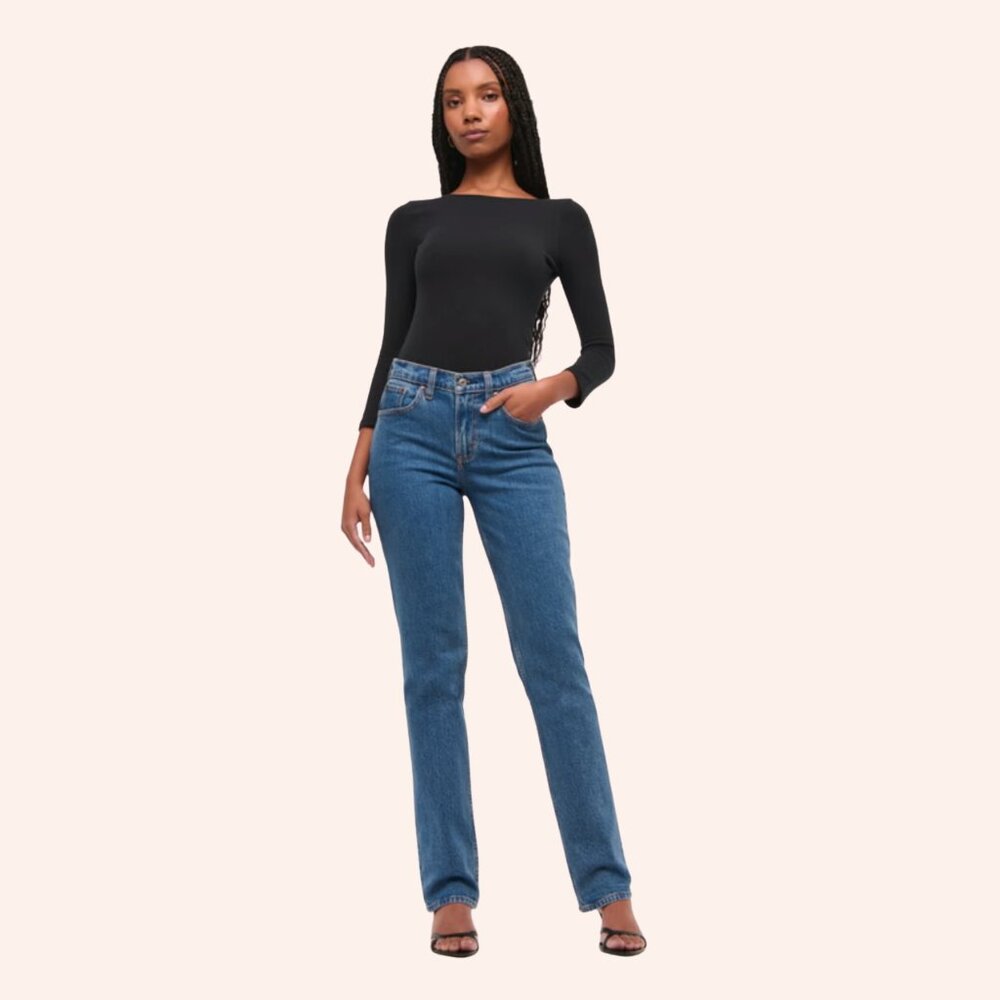 Abercrombie Curve Love Mid Rise 90s Straight Jean